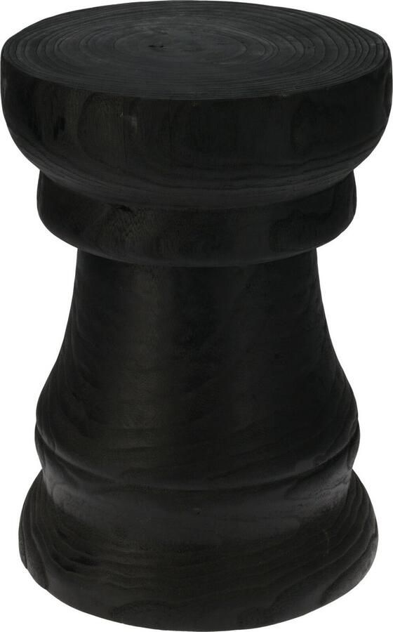 Home & Styling Bijzettafeltje Paulowniawood zwart D28x H42 cm hout plantenpot verhoger koffie tafel zit krukje