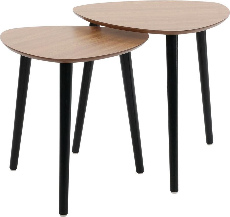 Home & Styling Bijzettafeltjes set 2x stuks Ancona lichtbruin zwart D40 x H41 cm D45 x H45 cm dennenhout