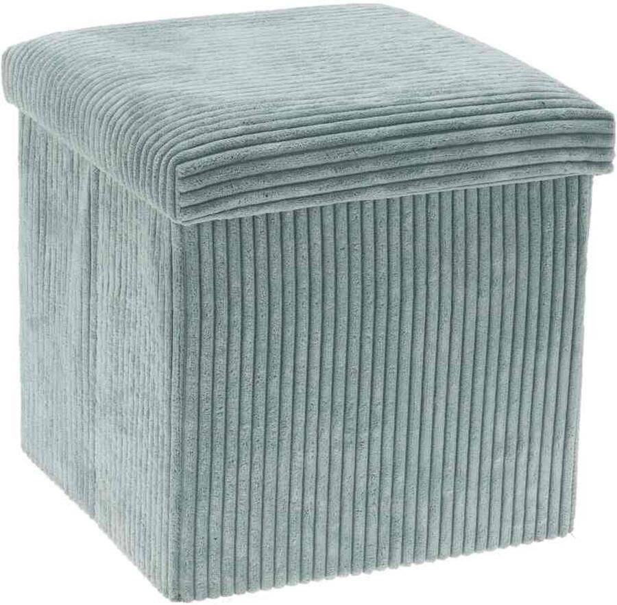 Home & Styling Corduroy Poef met Opbergruimte 38x38x38cm Lichtblauw