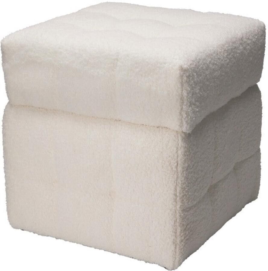 Home & Styling Teddy Opbergpoef 38x38x38cm Wit