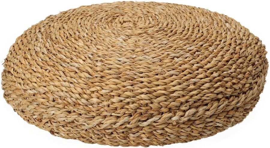 Home & Styling Vloerkussen Ibiza naturel jute katoen 40 x 15 cm Extra dik rond grond zitkussen matraskussen Lage poef