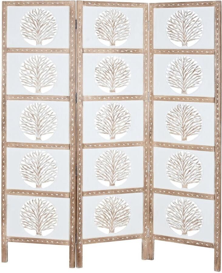 Home ESPRIT Kamerscherm Wit Natuurlijk Mangohout Hout MDF 153 X 2 3 X 182 CM