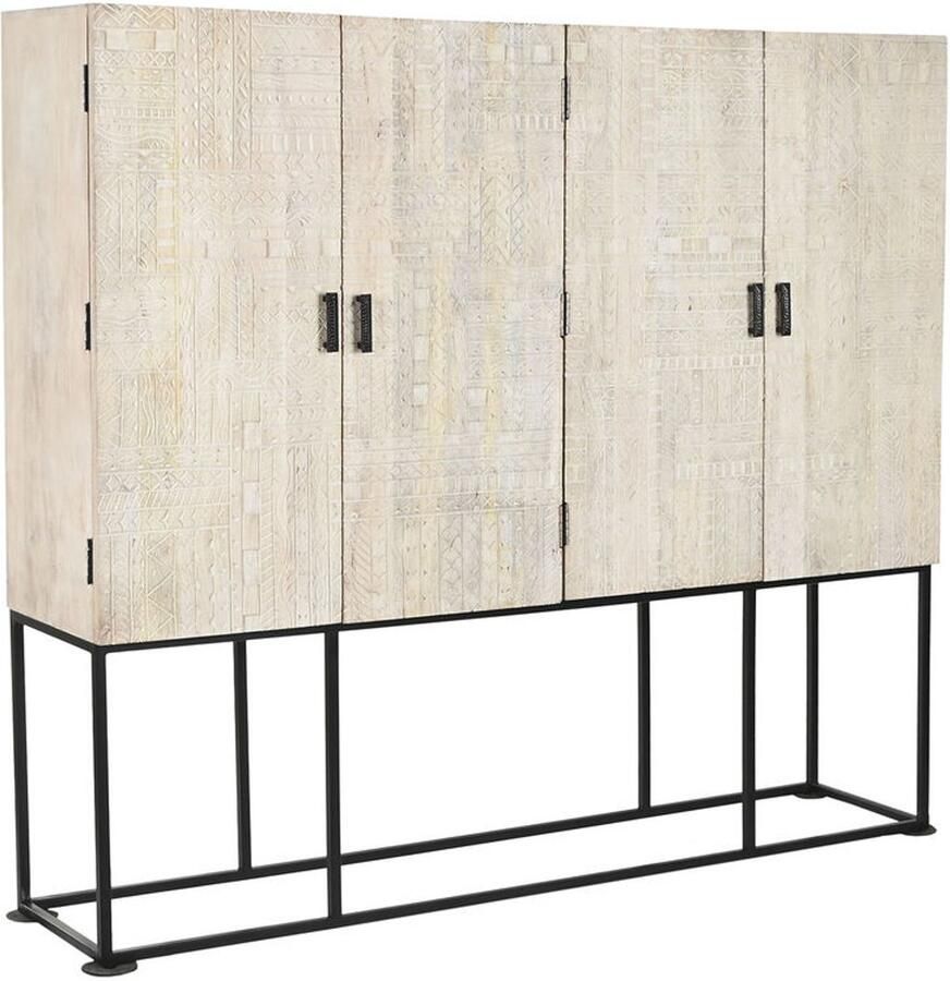 Home ESPRIT Kast Wit Zwart Metaal Mangohout 180 x 40 x 160 cm