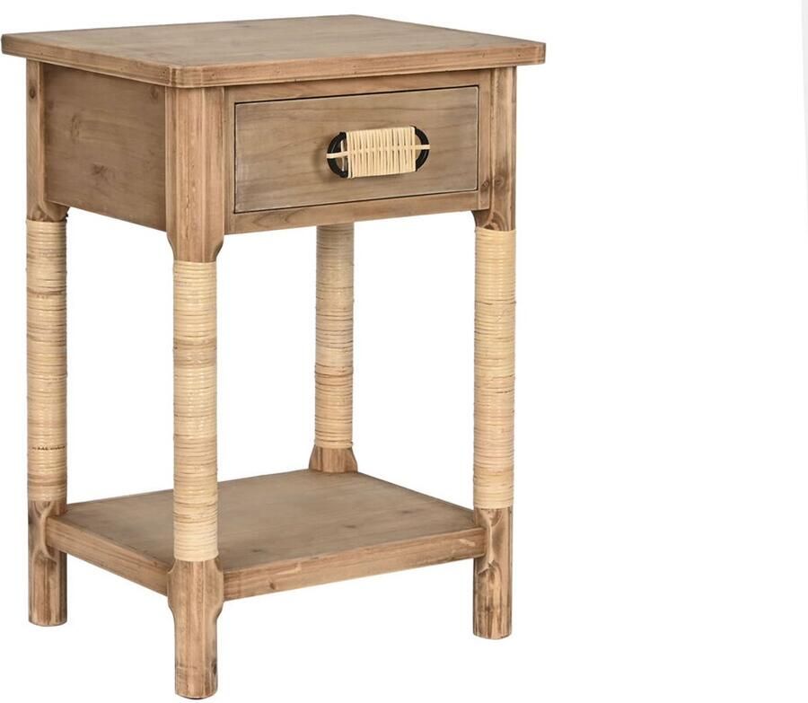 Home ESPRIT Nachtkastje Natuurlijk Lichtbruin Touw Spar 44 x 33 x 61 5 cm