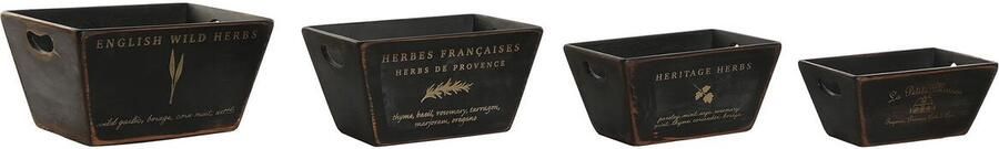 Home ESPRIT Opslagdozen Zwart Sparrenhout 34 x 26 x 18 cm 4 Onderdelen