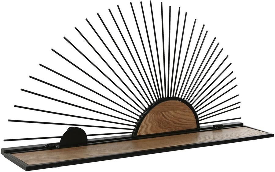 Home ESPRIT Planken Zwart Natuurlijk Metaal Hout MDF 58 x 10 5 x 28 cm Voor aan de muur