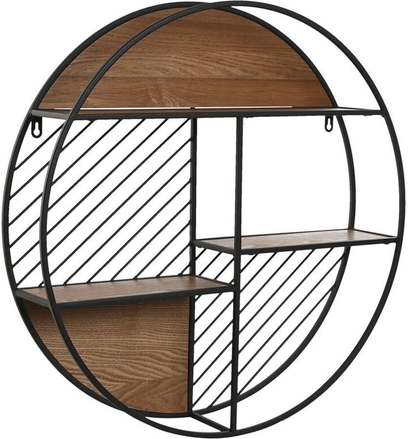 Home ESPRIT Planken Zwart Natuurlijk Metaal Hout MDF 60 x 12 x 60 cm Voor aan de muur