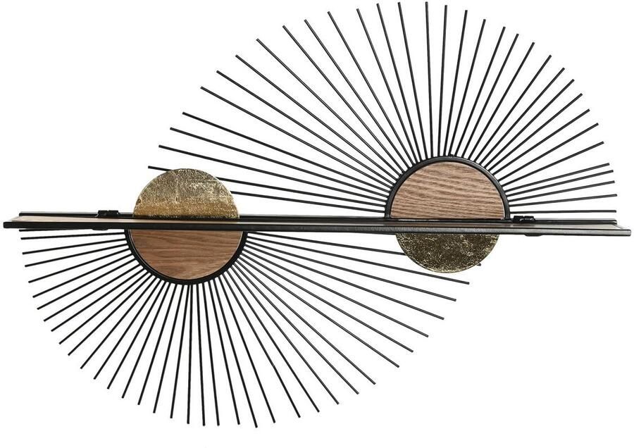 Home ESPRIT Planken Zwart Natuurlijk Metaal Hout MDF 70 x 12 x 51 cm Voor aan de muur