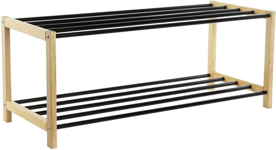 Home ESPRIT Schoenenrek Zwart Natuurlijk 80 x 31 x 32 cm