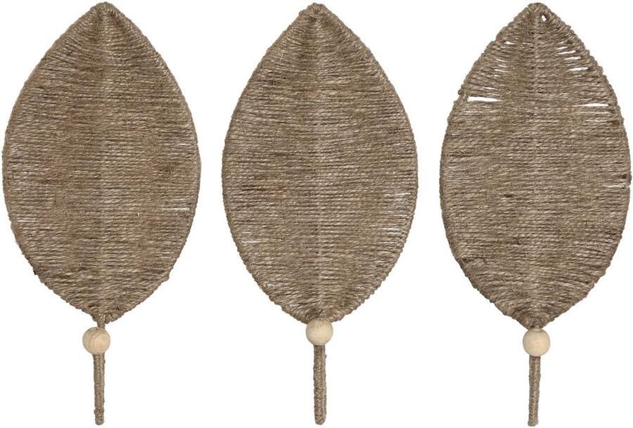 Home ESPRIT Wandkapstok Natuurlijk Jute Metaal 12 x 4 x 26 cm