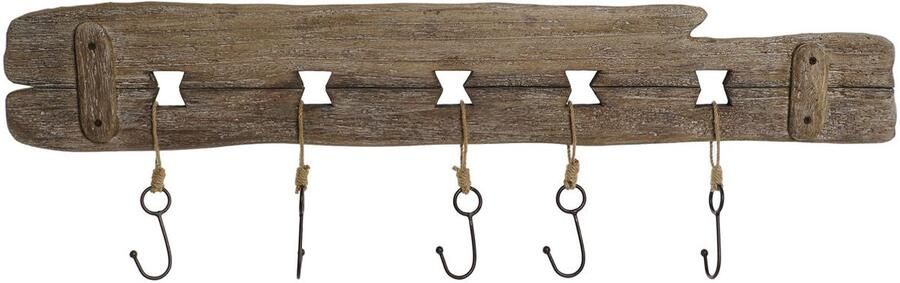 Home ESPRIT Wandkapstok Natuurlijk Metaal Paulownia hout 99 x 3 x 31 cm