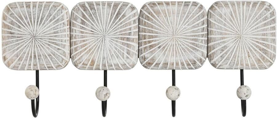 Home ESPRIT Wandkapstok Wit Zwart Ijzer Mangohout Stads 41 x 7 x 17 cm