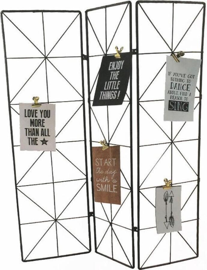 Home HA Memobord Metaal zwart 54x58cm Memorek Decorek VTwonen stalen decoratie rek Wandrek