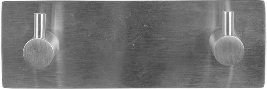 HOME It Kapstokhaak met 2 haken 12 x 4 cm roestvrij staal