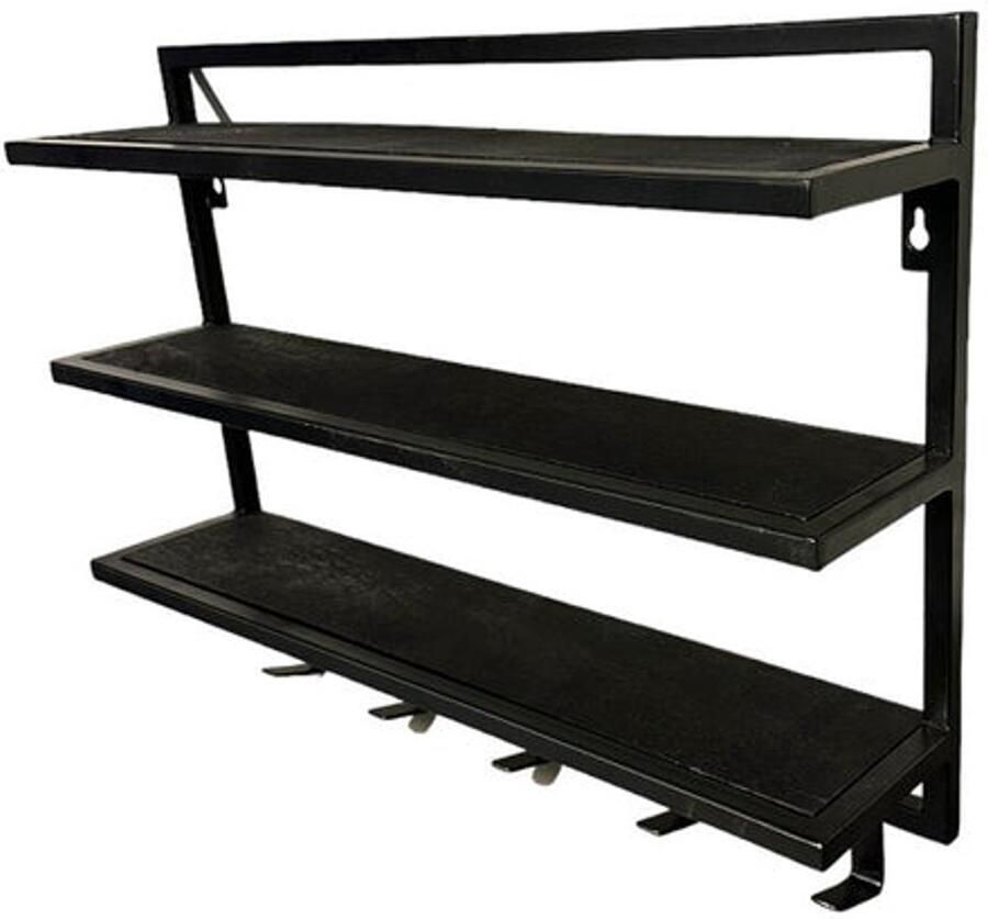 Home Society Wandplank Hunal hout metaal 45 x 13 x 60 cm