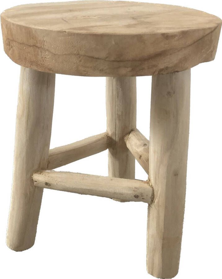 Home Spirit Houten kruk 3 poten Bijzettafel 24 x 30 cm. Teak