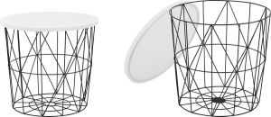 Home style Bijzettafel Mariffa 42x41x42 cm breed in wit met zwart