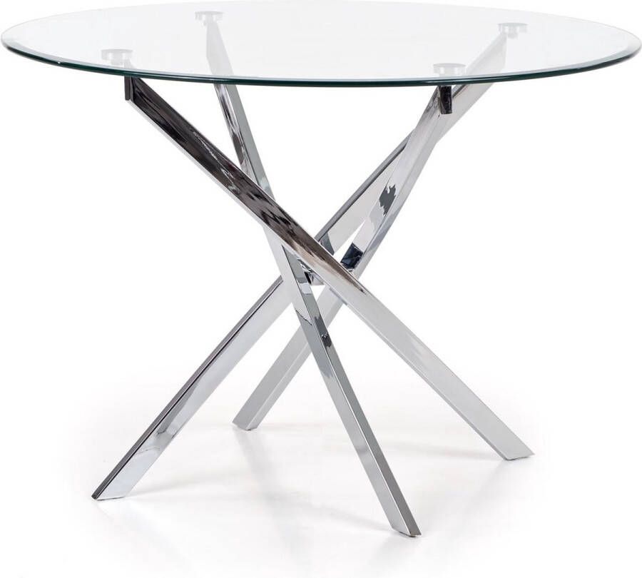 Home style Glazen Eettafel Raymond 100 Cm Breed Chrome