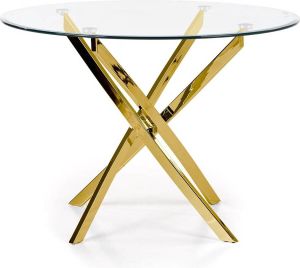 Home style Glazen eettafel Raymond 100 cm breed Goud