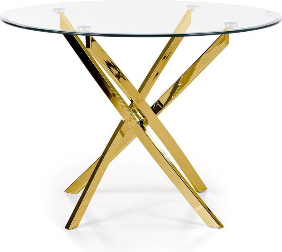 Home style Glazen eettafel Raymond 100 cm breed Goud
