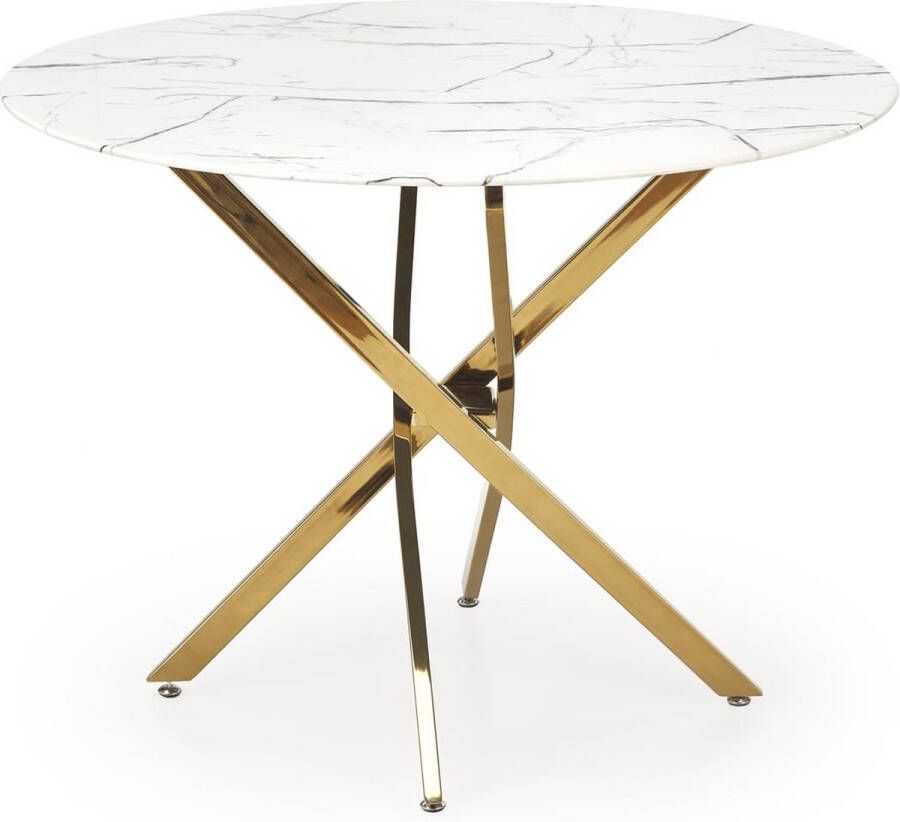 Home style Glazen eettafel Raymond 100 cm breed marmer wit