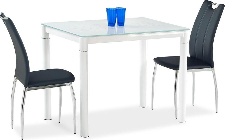 Home style Glazen eettafel Argus 100 cm breed in milky wit