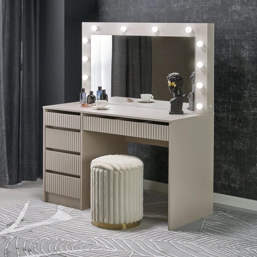 Home style Kaptafel Make-uptafel Charme creme 120 cm breed met spiegel en led