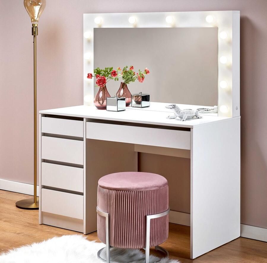Home style Kaptafel Make-uptafel Charme wit 120 cm breed met spiegel en led
