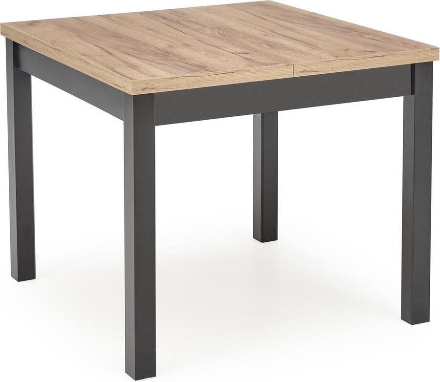 Home style Vierkant eettafel Tiago Uitschuifbaar 90x90 cm eiken met zwart