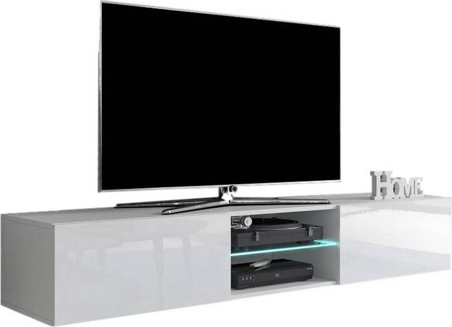 Home style Zwevend Tv-meubel Livo 180 cm breed in wit met hoogglans wit