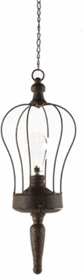 Home Sweet Home Hang Lantaarn lamp led verlichting batterij antique roest bruin timer 42 cm x 15 cm 65535 Stoer & Sober Woonstijl