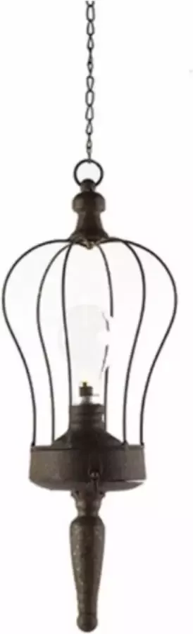 Home Sweet Home Hang Lantaarn lamp led verlichting batterij antique roest bruin timer 42 cm x 15 cm 65535 Stoer & Sober Woonstijl