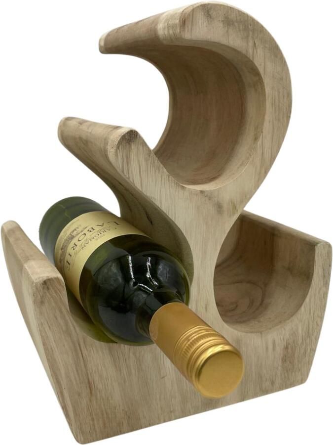 Home Sweet Home Wijnrek 3 flessen naturel 30 x 25 bruin Suarhout Indonesië HSH59681 Stoer & Sober Woonstijl