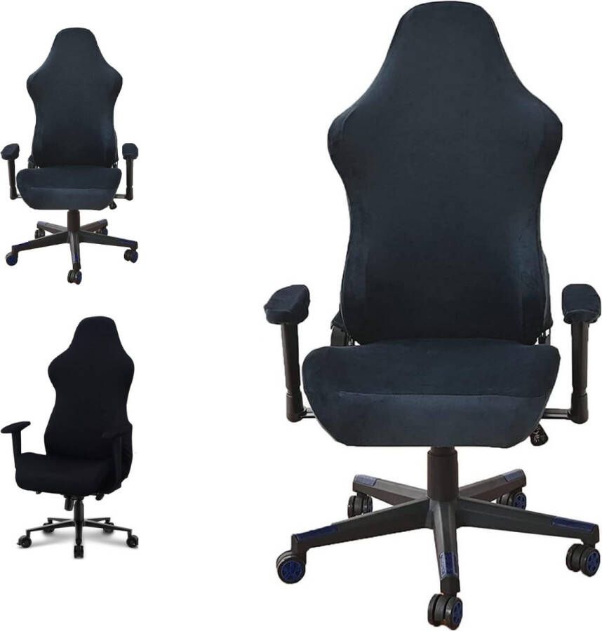 Home2go Computer stoel hoes Gamingstoel hoes bureaustoelhoezen Bureaustoelhoes Stoelhoezen Stoelovertrek Donker Blauw