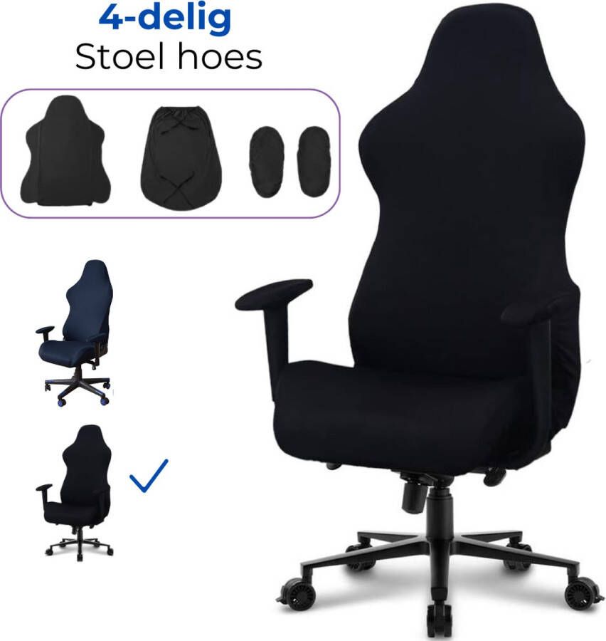 Home2go Computer stoel hoes Gamingstoel hoes bureaustoelhoezen Bureaustoelhoes Stoelhoezen Stoelovertrek Zwart