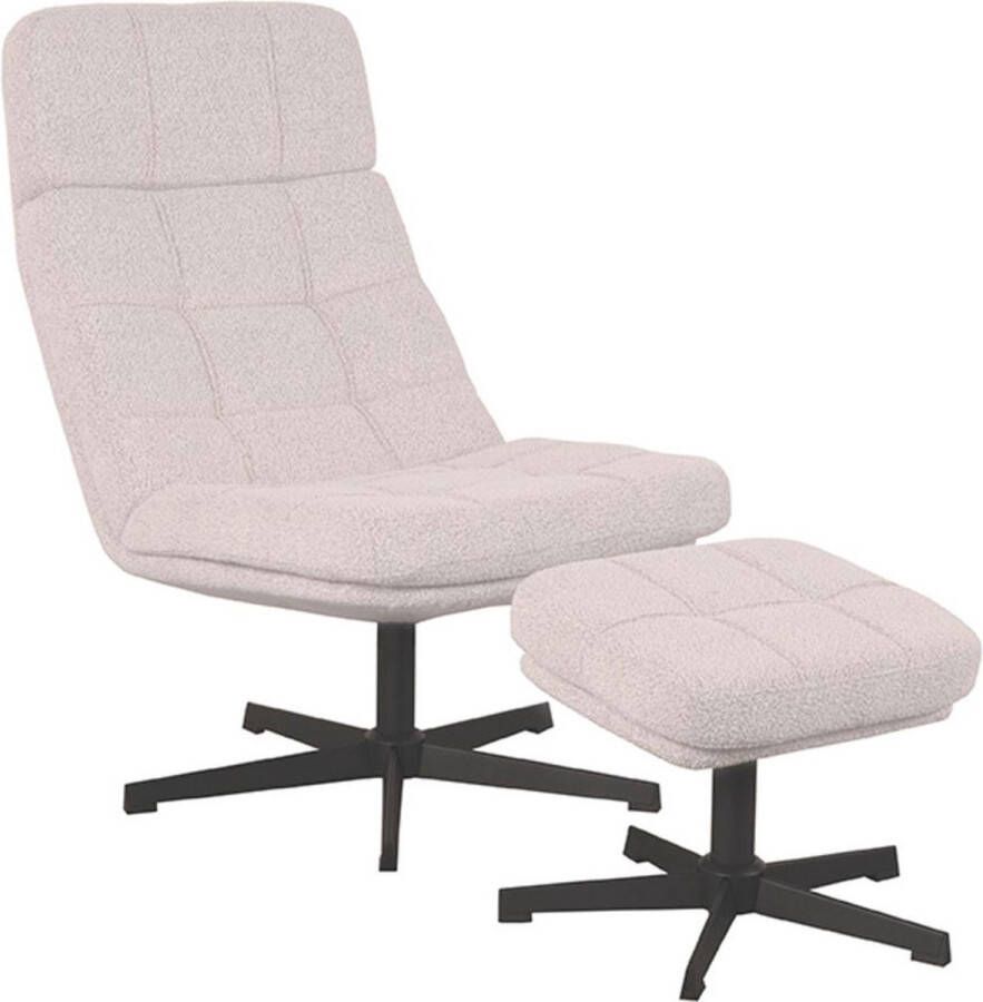 Home67 Fauteuil Aiden + Hocker Bouclé Naturel - Foto 2