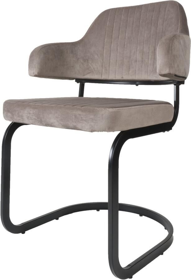Home67 Eetkamerstoel Fox Velvet Taupe Kuipstoel met Armleuningen in Hotel Chique Scandinavische Stijl