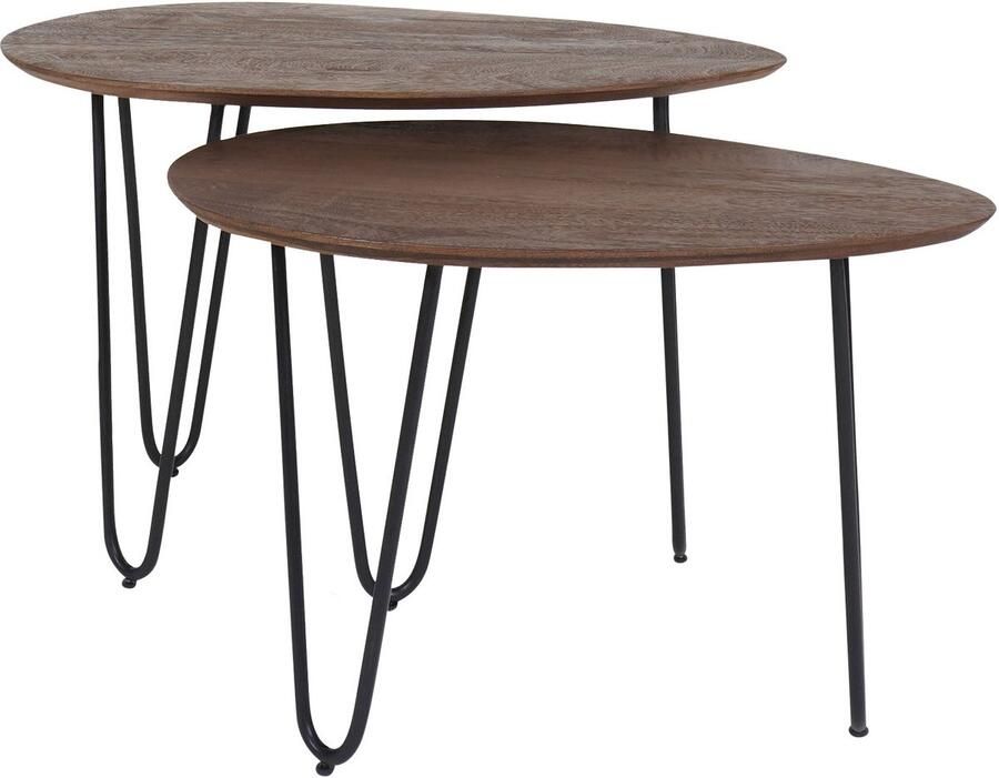 Home67 Salontafel Fabio Espresso Mangohout Set van 2