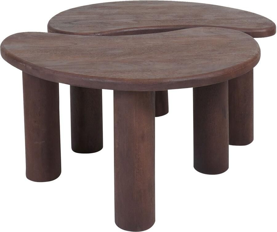 Home67 Salontafel Lina Espresso Mangohout Set van 2