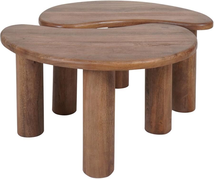 Home67 Salontafel Lina Mangohout Set van 2