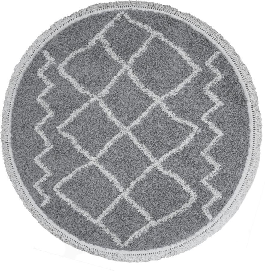 Home67 Vloerkleed Marrakesh Grey Rond ø120 cm