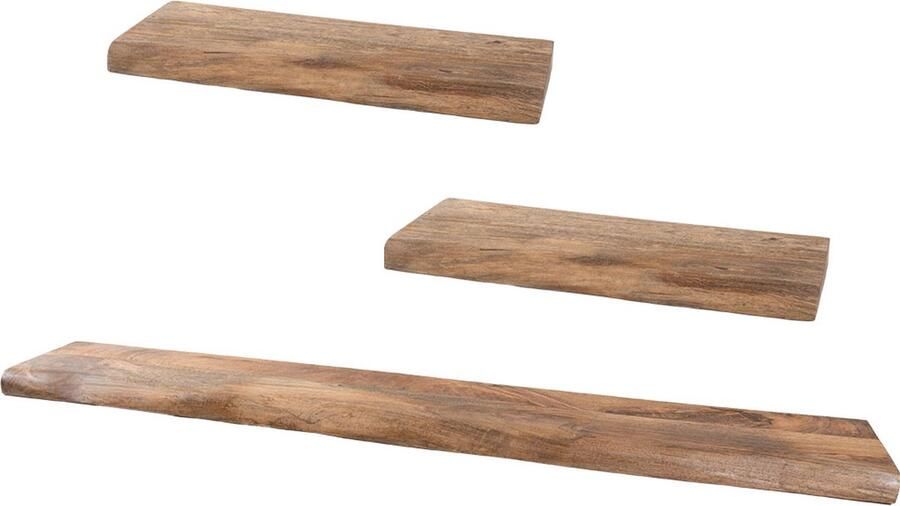 Home67 Wandplank Pure Mangohout Set van 3 Groot