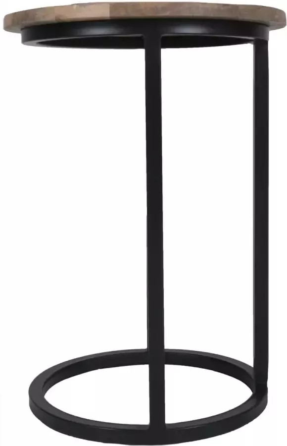 Rootsmann Laptoptafel Rond Bruin & Zwart Mangohout & Metaal