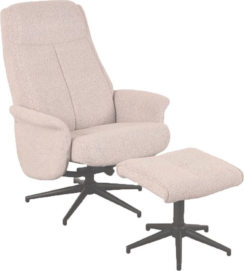 Home67 Relaxfauteuil Bindy + Hocker Bouclé Naturel - Foto 2