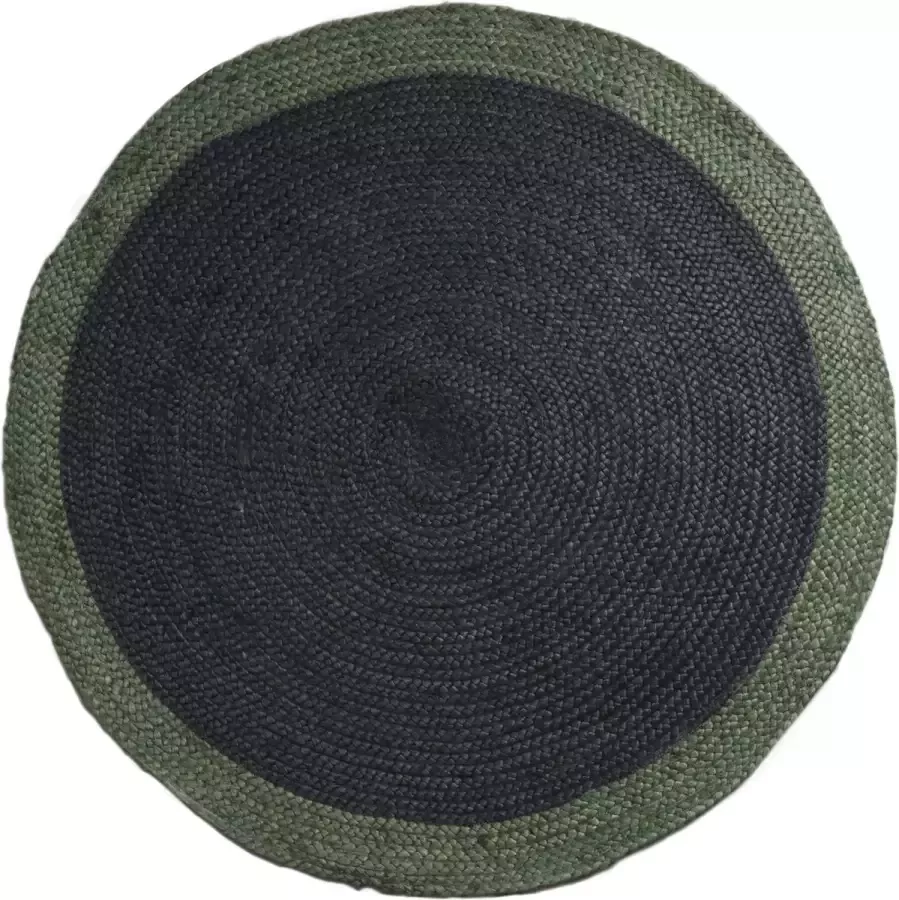 Home67 Vloerkleed Jute Rond Antraciet Green ø200 cm