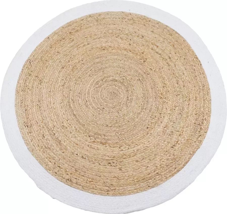 Home67 Vloerkleed Jute Rond Naturel Wit ø120 cm