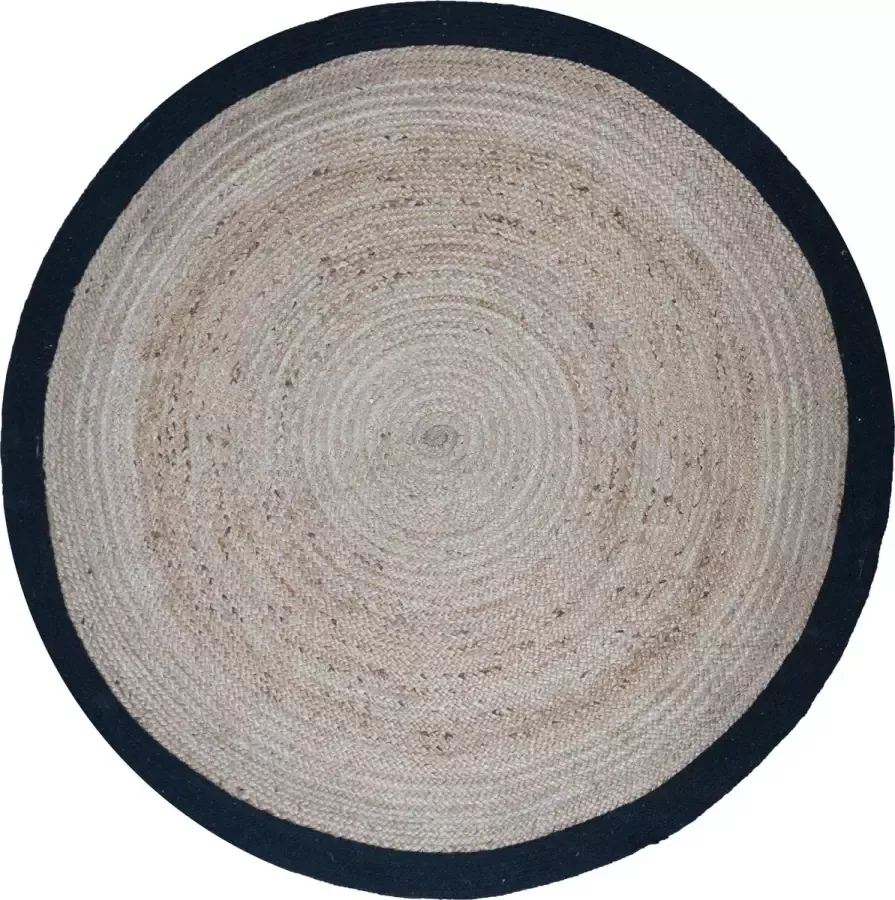 Home67 Vloerkleed Jute Rond Naturel Zwart ø120 cm