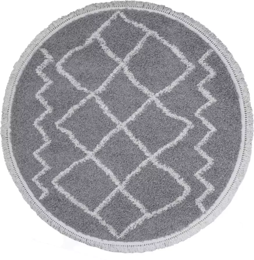 Home67 Vloerkleed Marrakesh Grey Rond ø120 cm