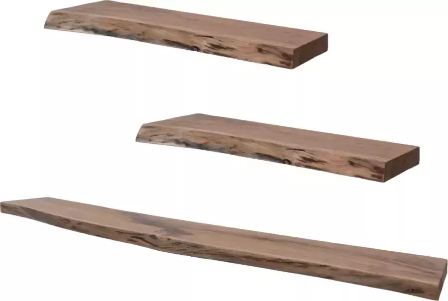 Home67 Wandplank Pure Acaciahout Set van 3 Groot