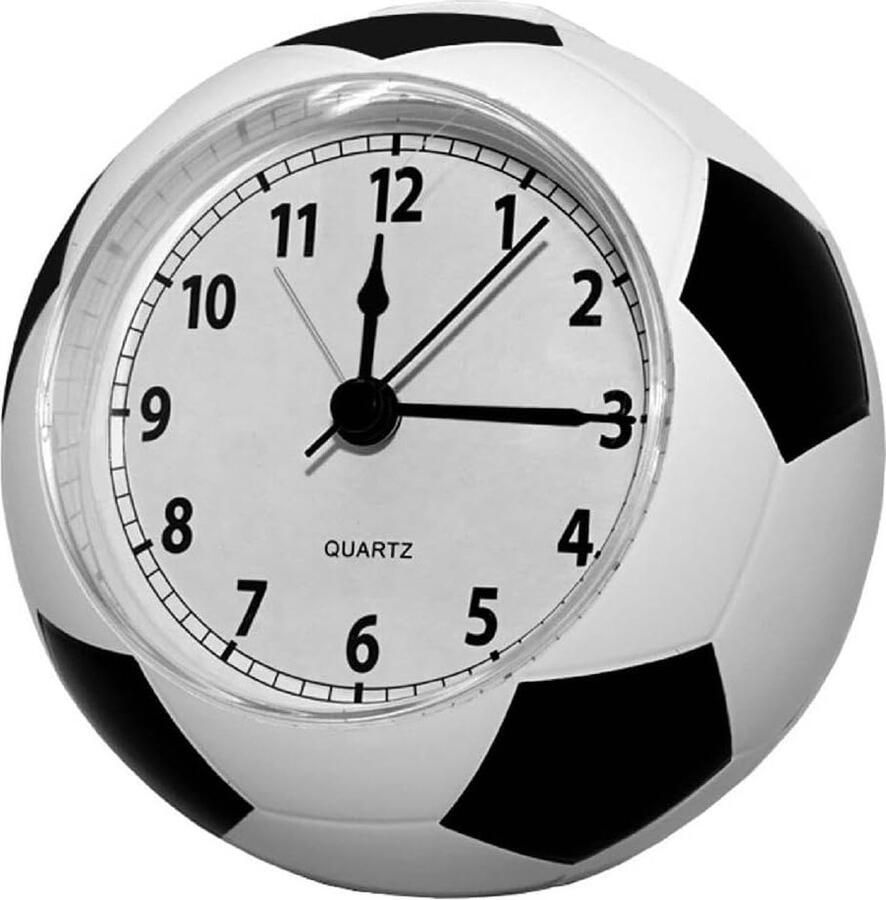 HomeBerg Voetbal Wekker Klok Rond Nachtkastje Klok Nachtkastwekker Tijd Voetbalkamer Sport Bal Jongens & Meiden 11.5 cm